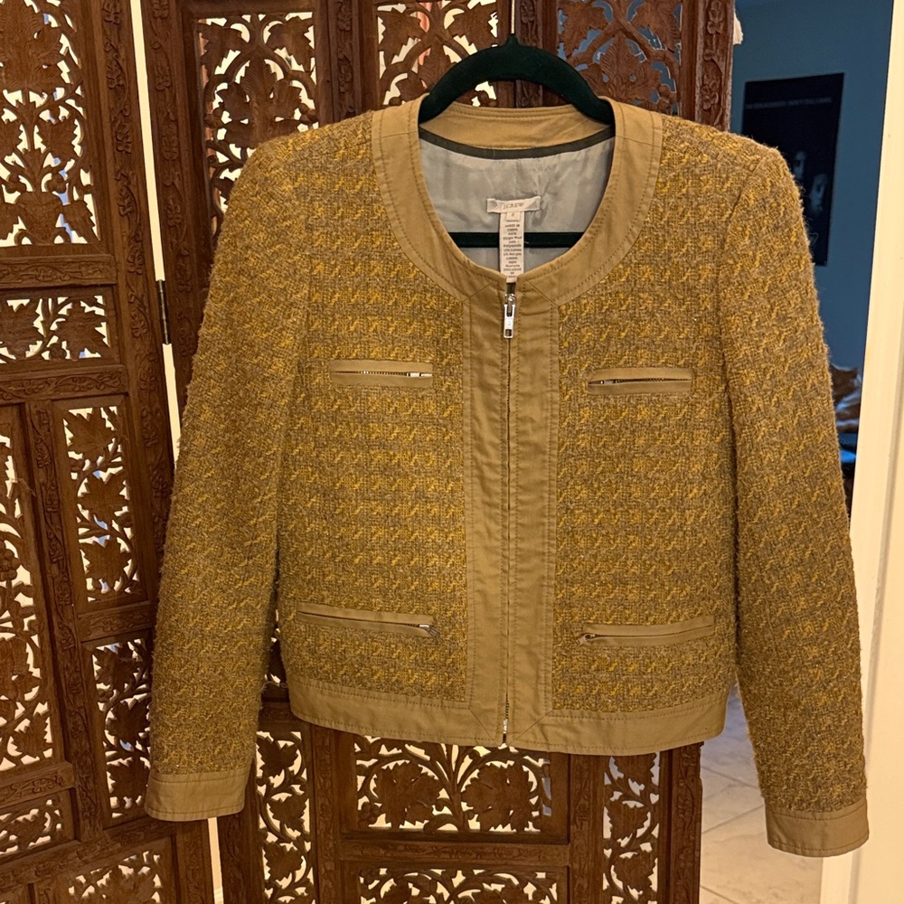 J. Crew Women's Gold Wool Zip up Jacket/Blazer